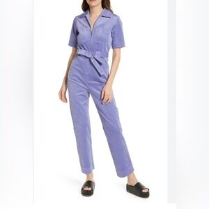 & Other Stories Lavender Corduroy Belted Jumpsuit Zip Front Cropped US 4 NWT